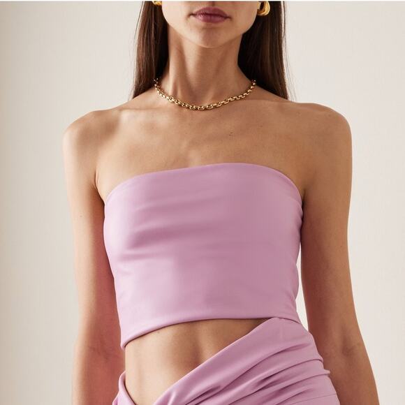 Lapointe Stretch Faux Leather Cropped Tube Top Blossom Pink New Size 4 - Picture 1 of 16
